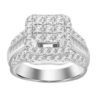 Thumbnail for LADIES RING 2 CT ROUND/BAGUETTE DIAMOND 10K WHITE GOLD