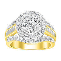 Thumbnail for LADIES RING 2 CT ROUND/BAGUETTE DIAMOND 10K YELLOW GOLD