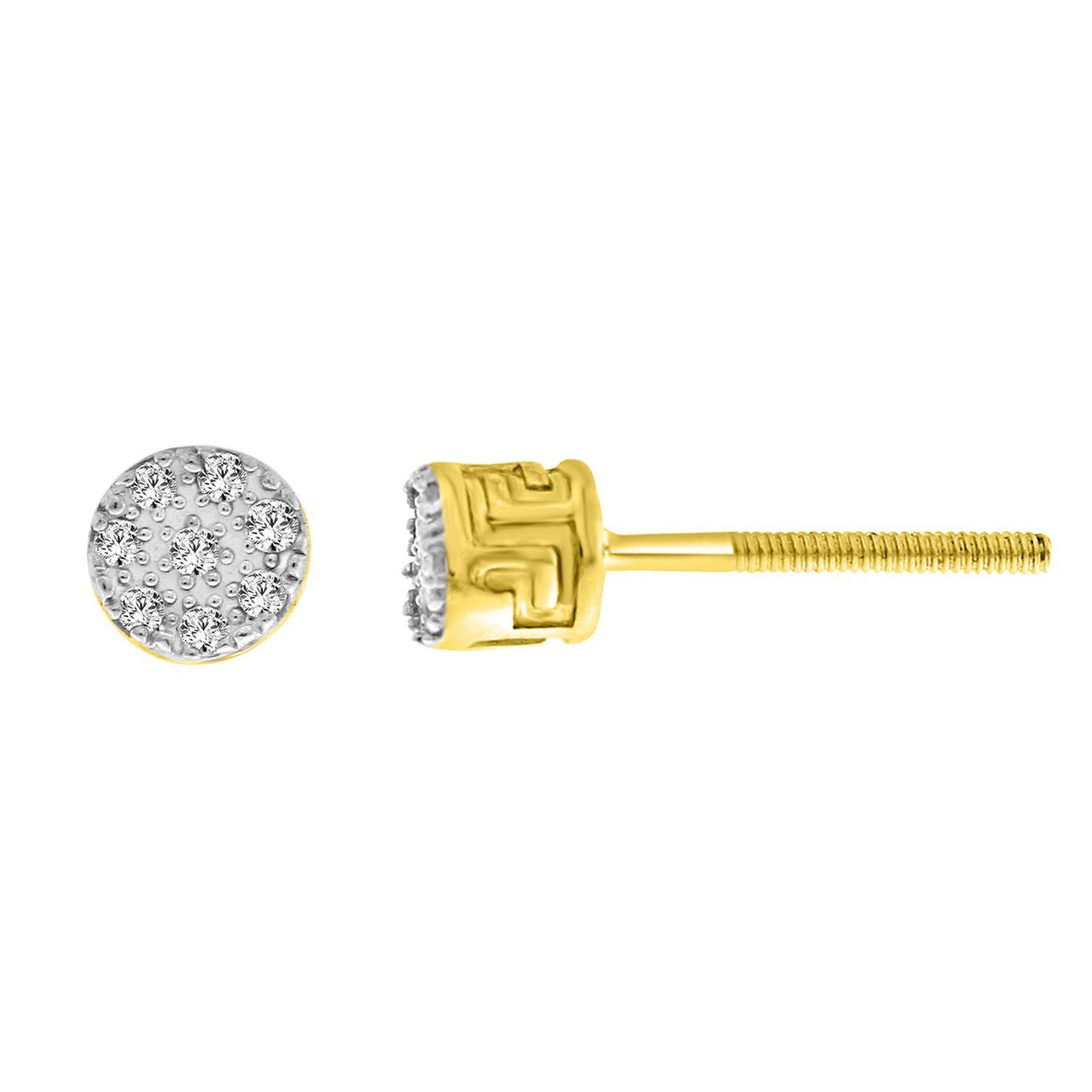 MEN'S EARRINGS 1/20 CT ROUND DIAMOND 10K YELLOW GOLD