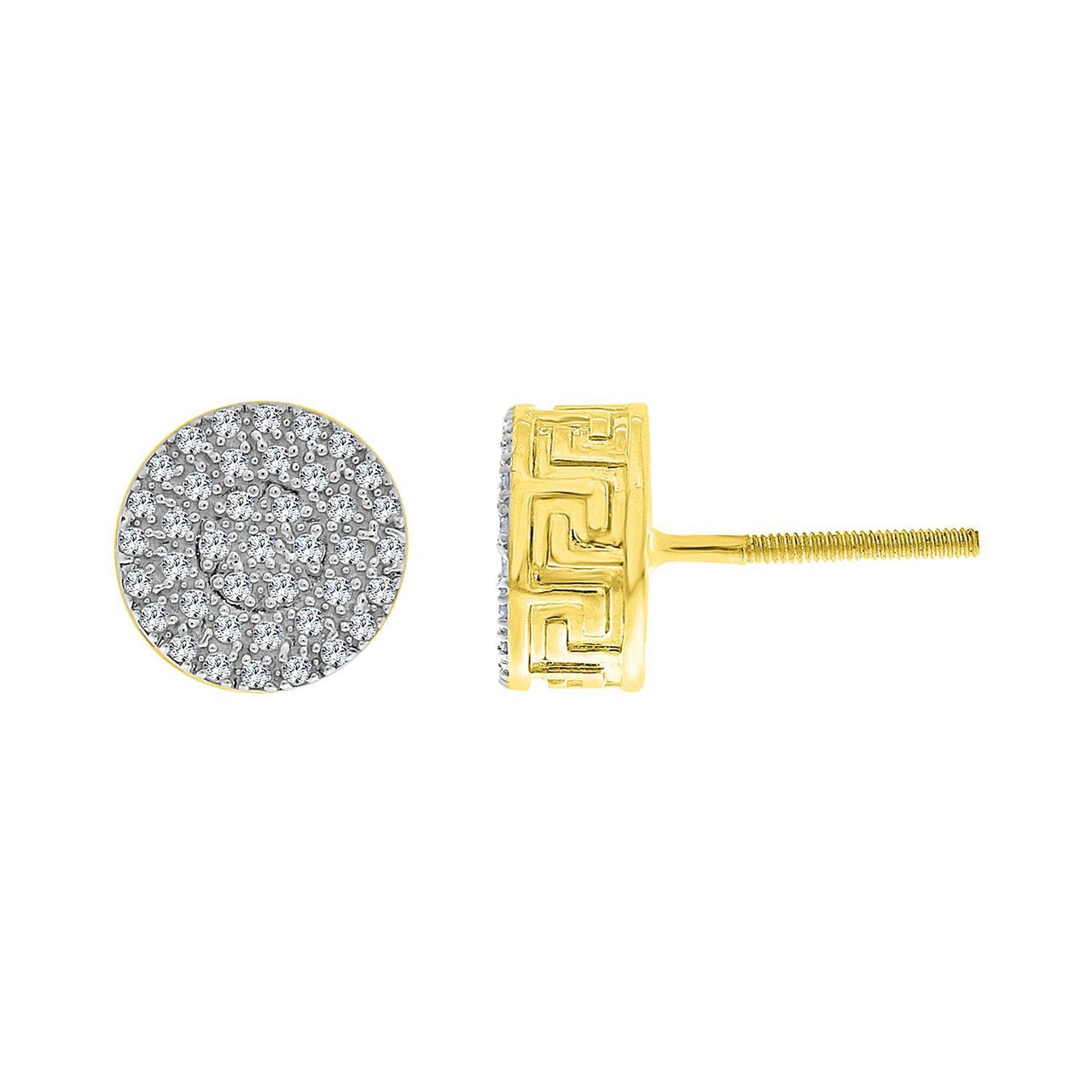 MEN'S EARRINGS 1/4 CT ROUND DIAMOND 10K YELLOW GOLD