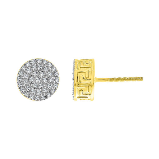 MEN'S EARRINGS 1/4 CT ROUND DIAMOND 10K YELLOW GOLD