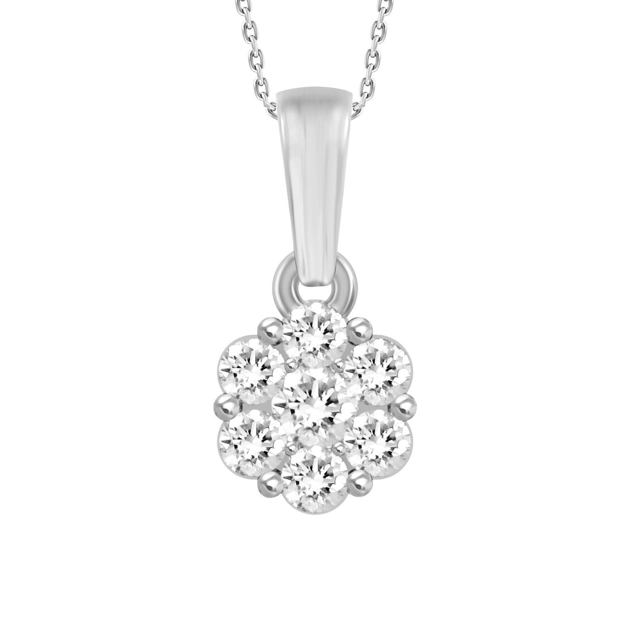 LADIES PENDANT 1/6 CT ROUND DIAMOND 10K WHITE GOLD