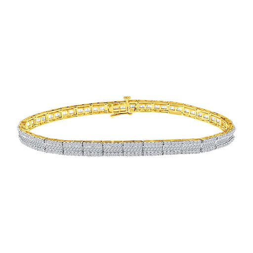 LADIES BRACELET 3 CT ROUND/BAGUETTE DIAMOND 10K YELLOW GOLD