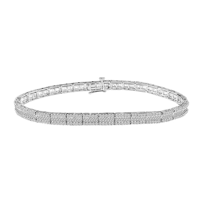 LADIES BRACELET 3 CT ROUND/BAGUETTE DIAMOND 10K WHITE GOLD