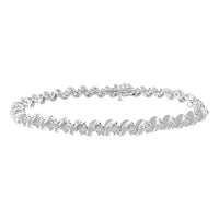 Thumbnail for LADIES BRACELET 1 CT ROUND/BAGUETTE DIAMOND 10K WHITE GOLD