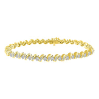 Thumbnail for LADIES BRACELET 1 CT ROUND/BAGUETTE DIAMOND 10K YELLOW GOLD