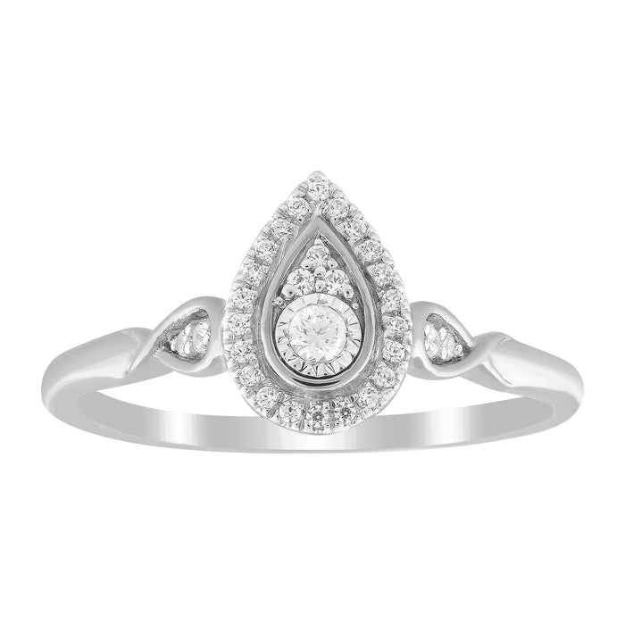 LADIES RING 1/6 CT ROUND DIAMOND 10K WHITE GOLD