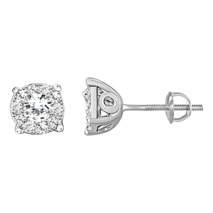 LADIES EARRINGS 1/4 CT ROUND DIAMOND 14K WHITE GOLD