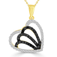 Thumbnail for LADIES PENDANT 3/4 CT WHITE/BLACK ROUND DIAMOND 10K YELLOW GOLD