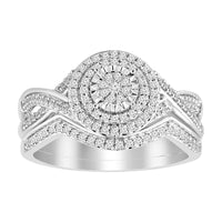 Thumbnail for LADIES BRIDAL RING SET 1/3 CT ROUND DIAMOND 10K WHITE GOLD