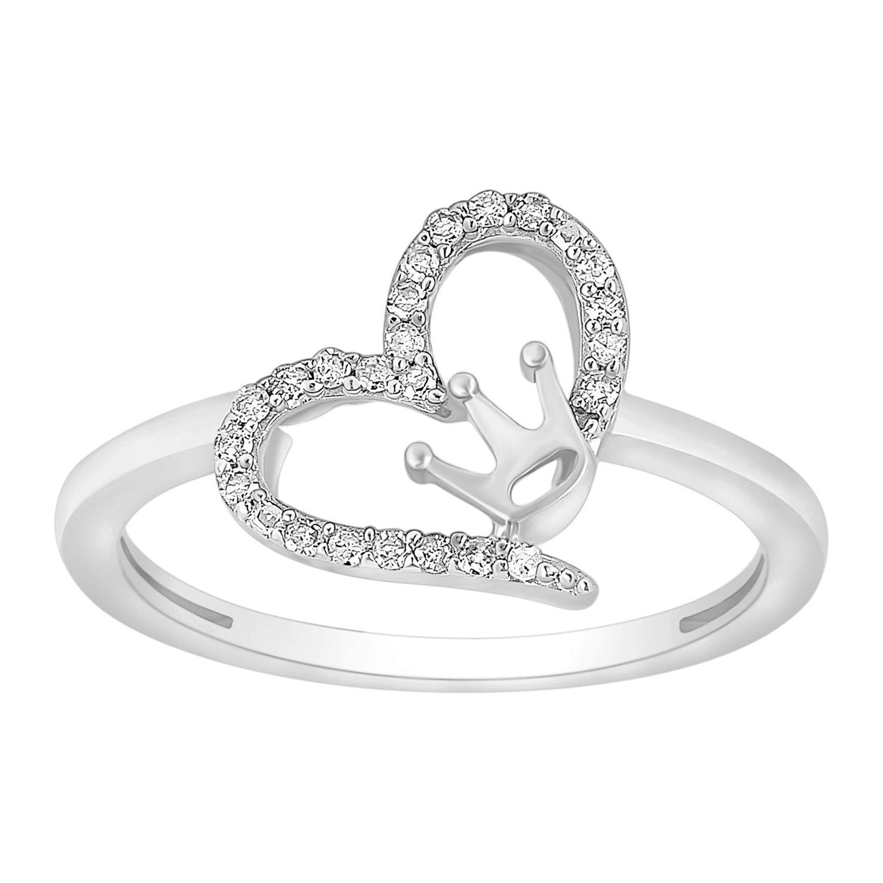 LADIES RING 1/10 CT ROUND DIAMOND 10K WHITE GOLD