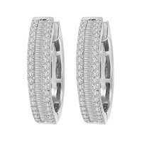 Thumbnail for LADIES HOOPS 1 CT ROUND/BAGUETTE DIAMOND 10K WHITE GOLD