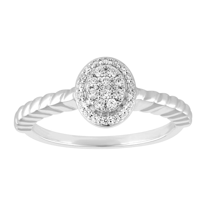 LADIES RING 1/6 CT ROUND DIAMOND 10K WHITE GOLD