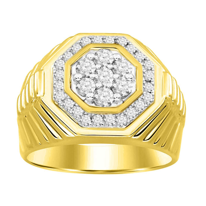 MEN'S RING 3/4 CT ROUND DIAMOND 10K YELLOW GOLD