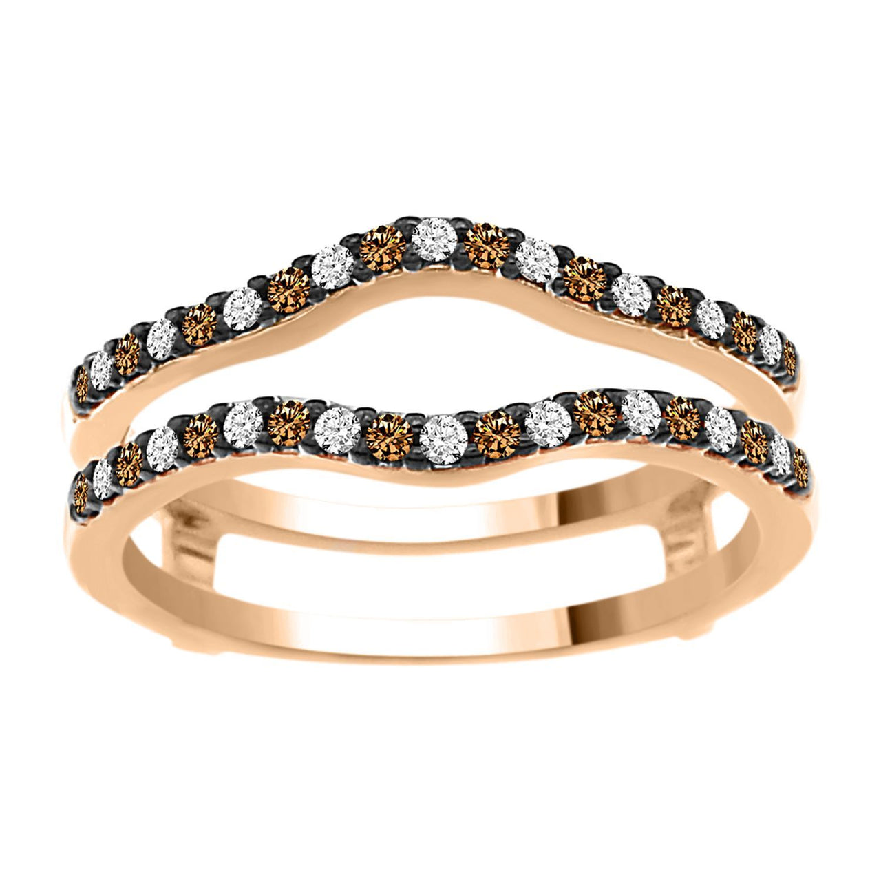 LADIES ENHANCERS WRAPS 1/4 CT WHITE/CHOCOLATE ROUND DIAMOND 14K ROSE GOLD