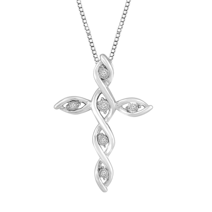 LADIES PENDANT 1/20 CT ROUND DIAMOND 10K WHITE GOLD