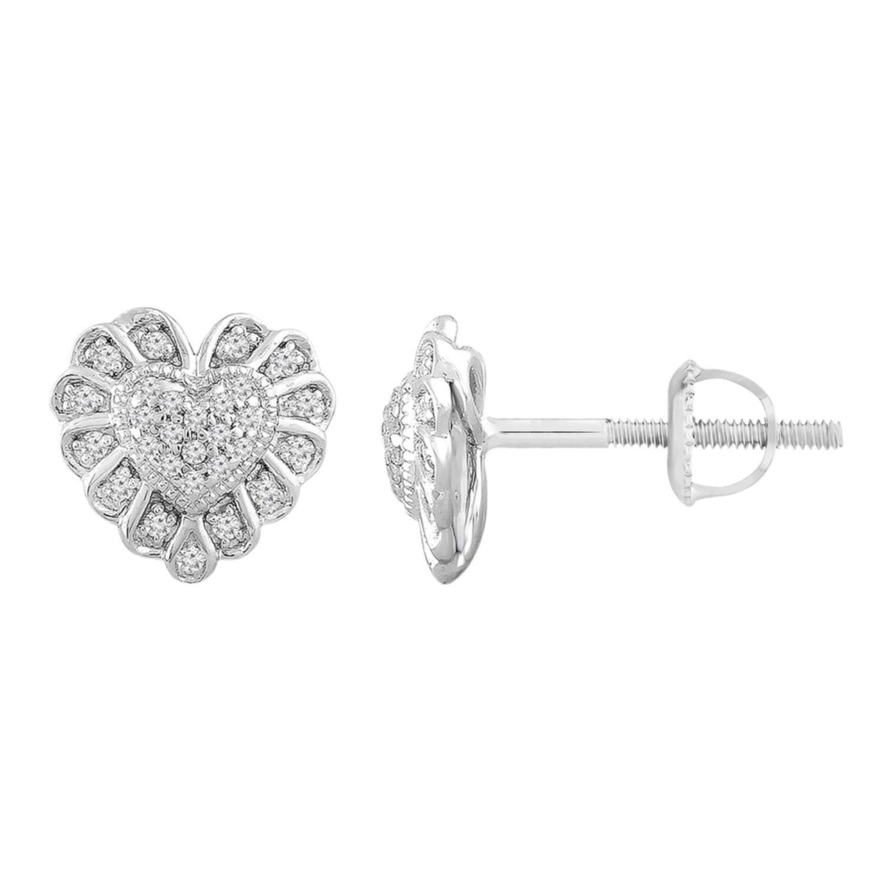 LADIES EARRING 1/10 CT ROUND DIAMOND 10K WHITE GOLD