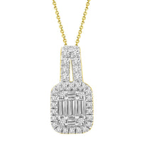 Thumbnail for LADIES PENDANT 1/2 CT ROUND/BAGUETTE DIAMOND 14K YELLOW GOLD