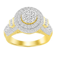 Thumbnail for LADIES RING 1 1/2 CT ROUND /BAGUETTE DIAMOND 10K YELLOW GOLD
