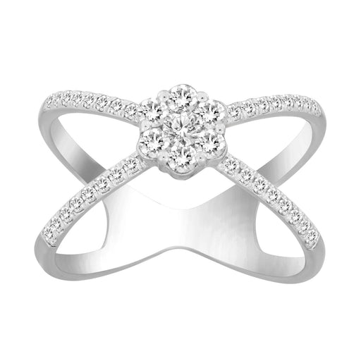 LADIES RING 1/2 CT ROUND DIAMOND 14K WHITE GOLD