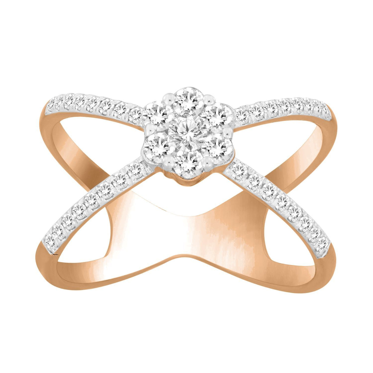 LADIES RING 1/2 CT ROUND DIAMOND 14K ROSE GOLD