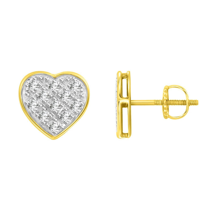 UNISEX EARRINGS 1/20 CT ROUND DIAMOND 10K YELLOW GOLD