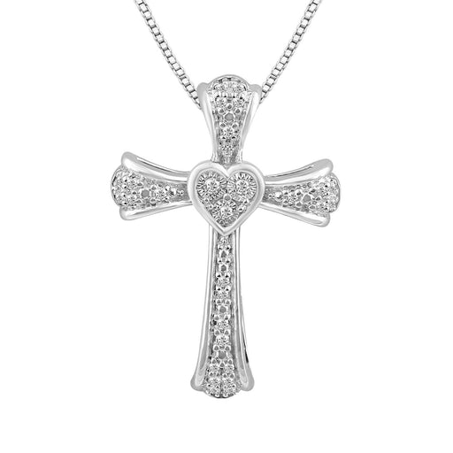 LADIES PENDANT 1/10 CT ROUND DIAMOND 10K WHITE GOLD