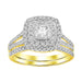 LADIES BRIDAL RING SET 1 CT ROUND/PRINCESS DIAMOND 14K YELLOW GOLD