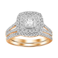 Thumbnail for LADIES BRIDAL RING SET 1 CT ROUND/PRINCESS DIAMOND 14K WHITE GOLD