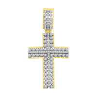 Thumbnail for MEN'S CROSS 3/4 CT ROUND DIAMOND 10K YELLOW GOLD