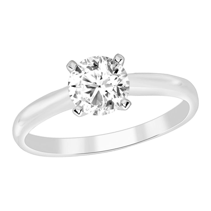 LADIES SOLITAIRE RING 1/2 CT ROUND DIAMOND 10K WHITE GOLD