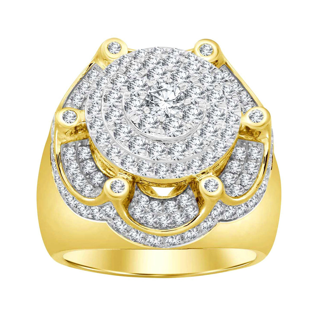 MEN'S RING 2 1/2 CT ROUND DIAMOND 10K YELLOW GOLD