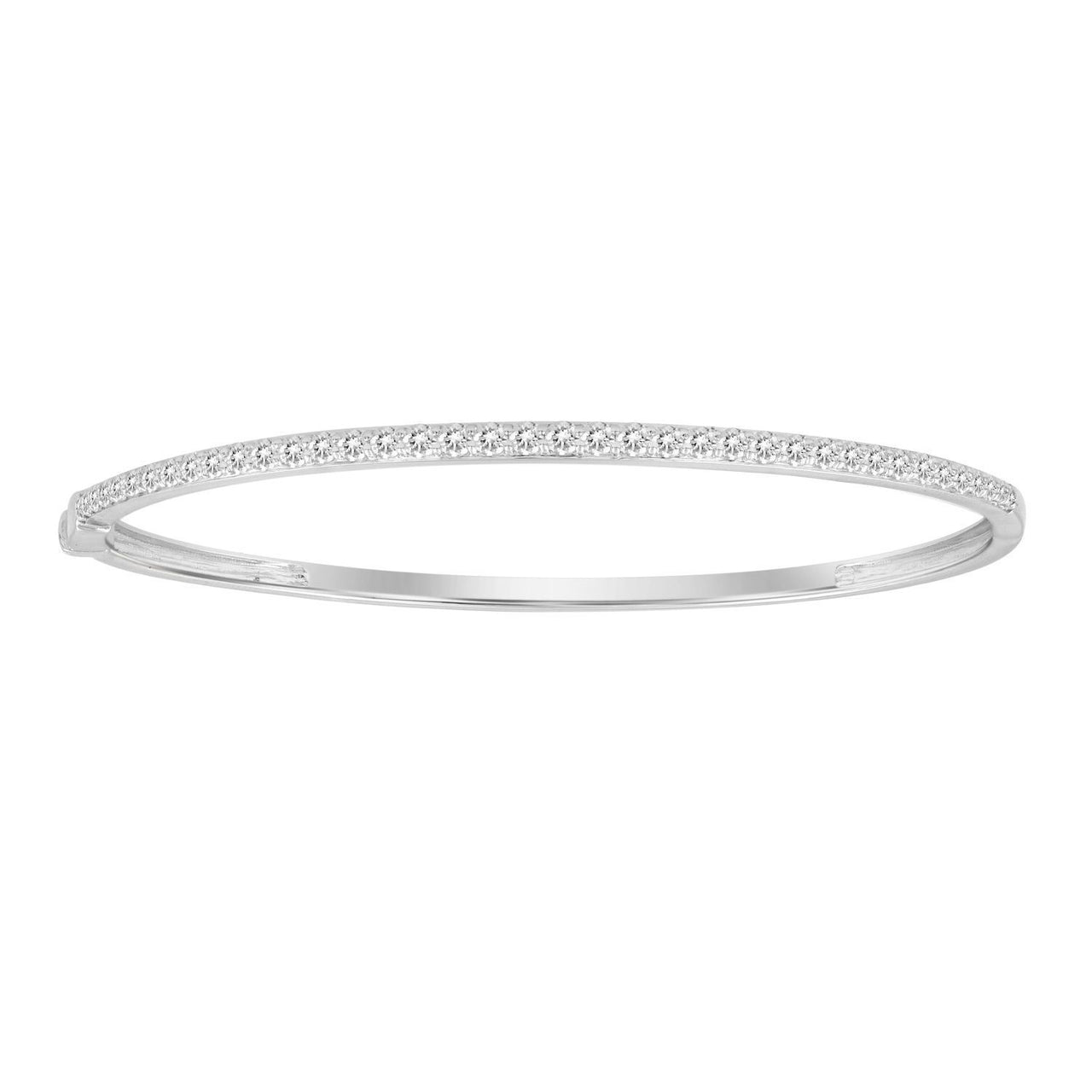 LADIES BANGLE 1 CT ROUND DIAMOND 10K WHITE GOLD