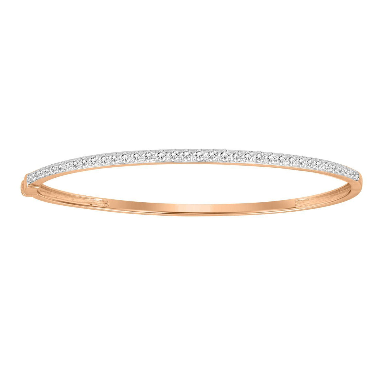 LADIES BANGLE 1 CT ROUND DIAMOND 10K ROSE GOLD