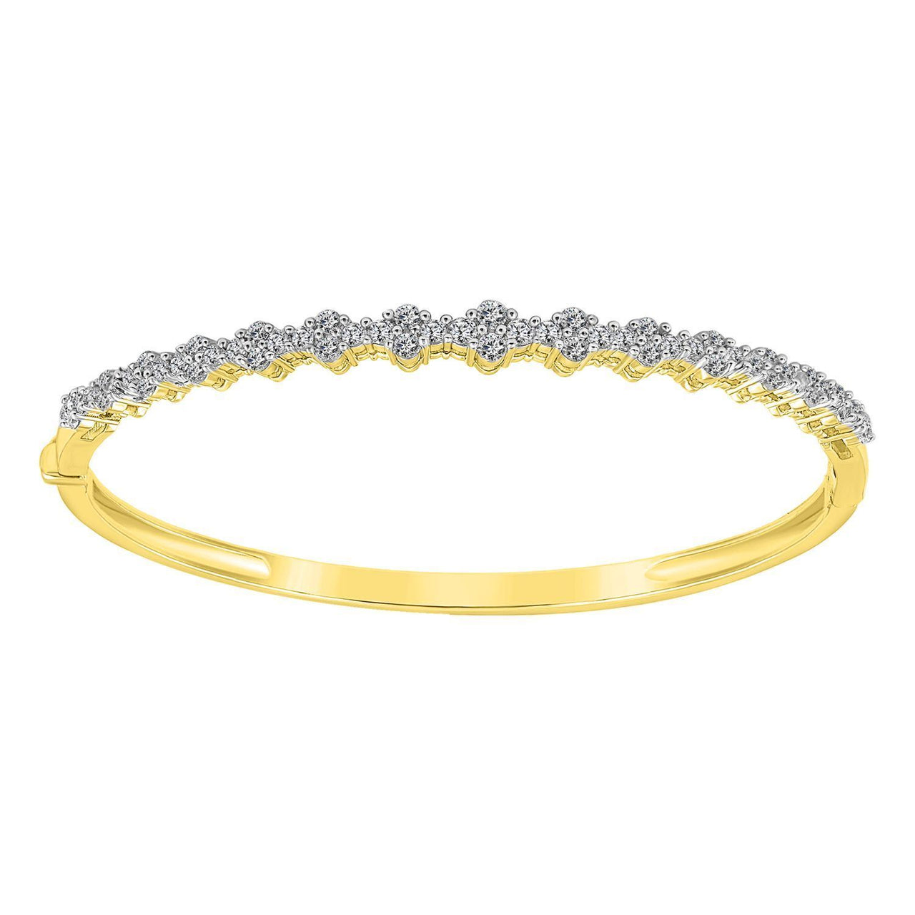 LADIES BANGLE 1 1/4 CT ROUND DIAMOND 14K YELLOW GOLD