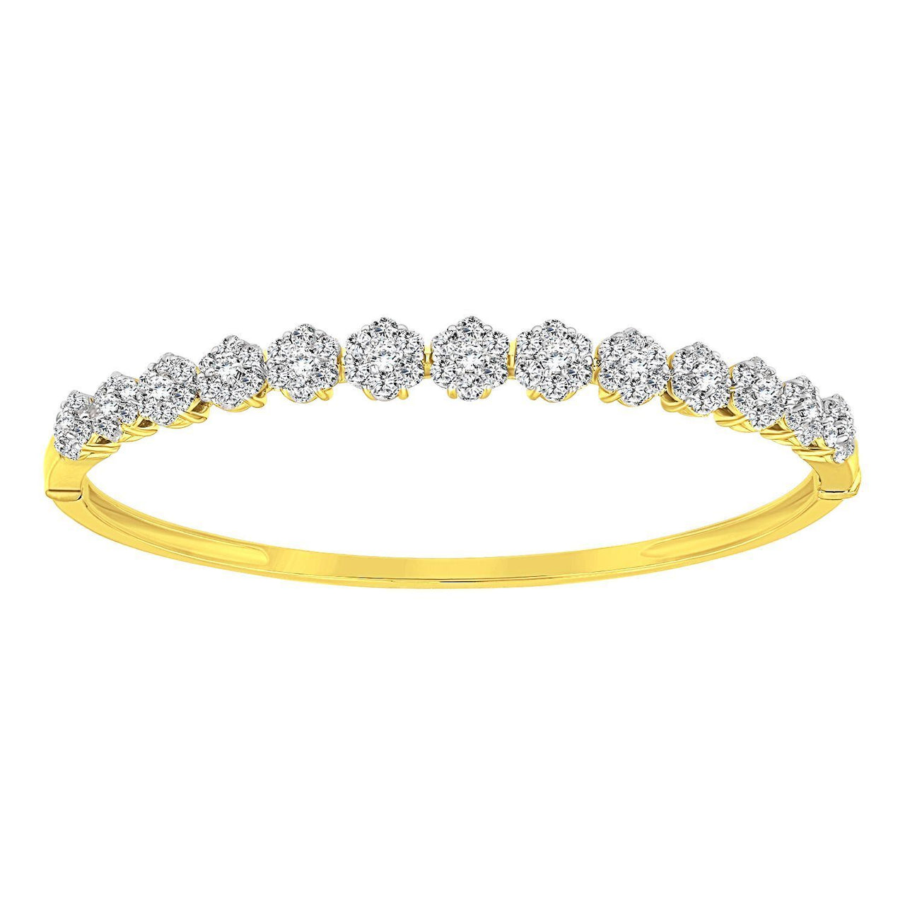 LADIES BANGLE 2 1/2 CT ROUND DIAMOND 14K YELLOW GOLD