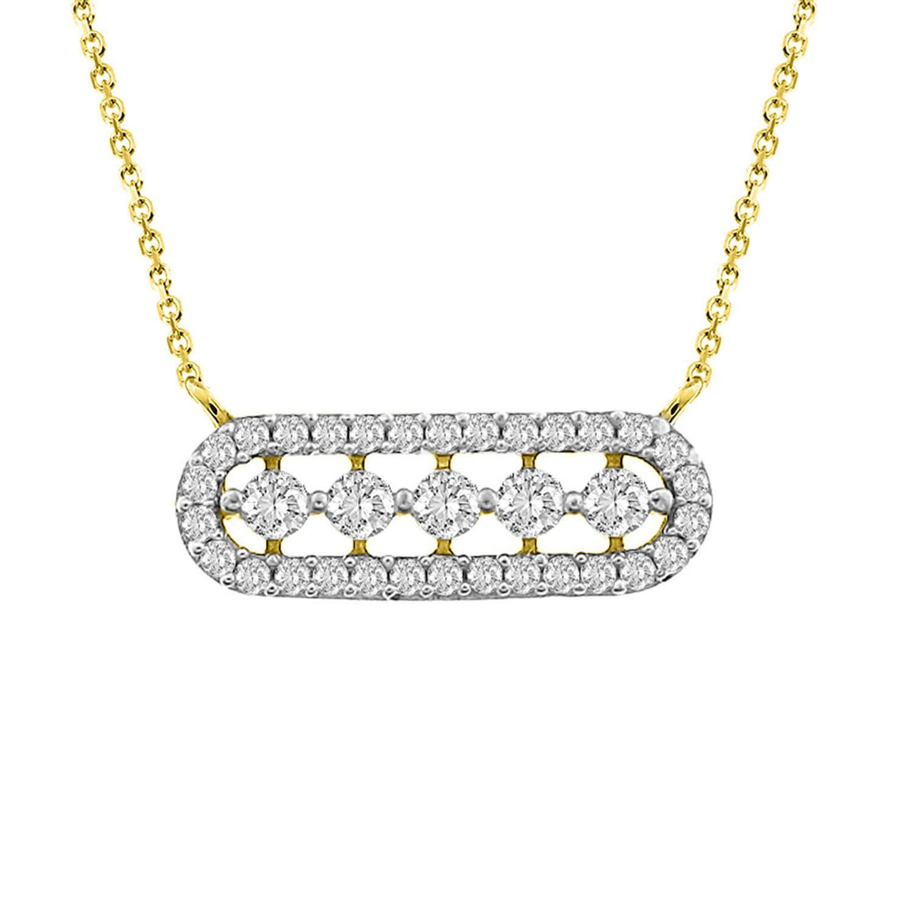 LADIES NECKLACE 1/5 CT ROUND DIAMOND 10K YELLOW GOLD