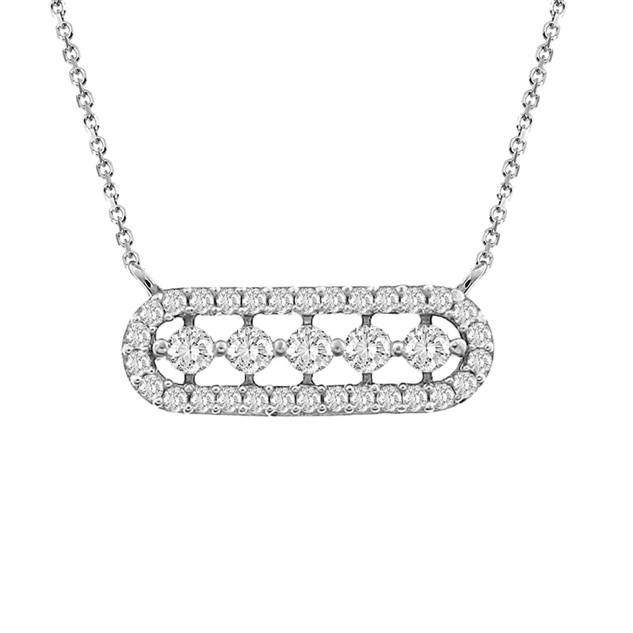 LADIES NECKLACE 1/5 CT ROUND DIAMOND 10K WHITE GOLD