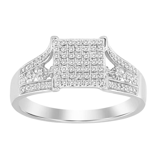 LADIES RING 1/5 CT ROUND DIAMOND 10K WHITE GOLD