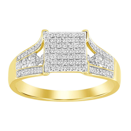 LADIES RING 1/5 CT ROUND DIAMOND 10K YELLOW GOLD