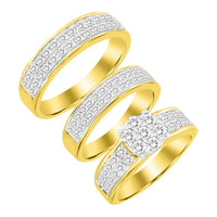 Thumbnail for LADIES TRIO SET 2 CT ROUND DIAMOND 10K YELLOW GOLD