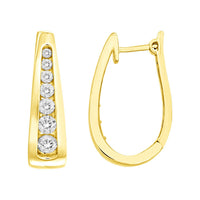 Thumbnail for LADIES HOOP 1 CT ROUND DIAMOND 10K YELLOW GOLD