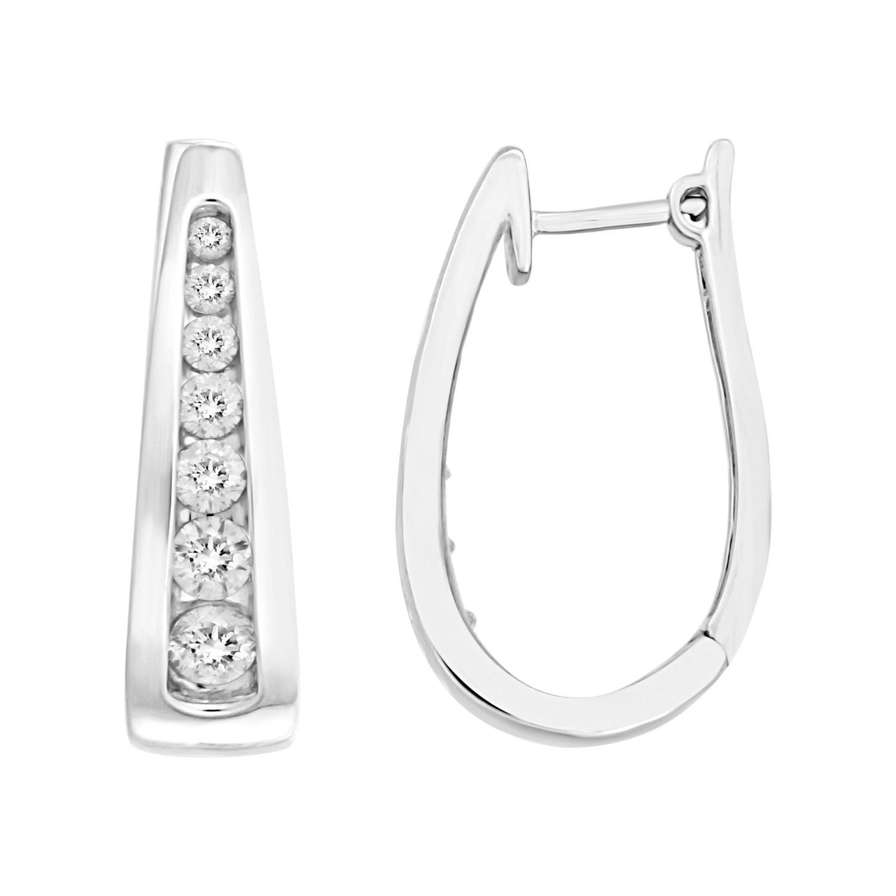 LADIES HOOP 1 CT ROUND DIAMOND 10K WHITE GOLD
