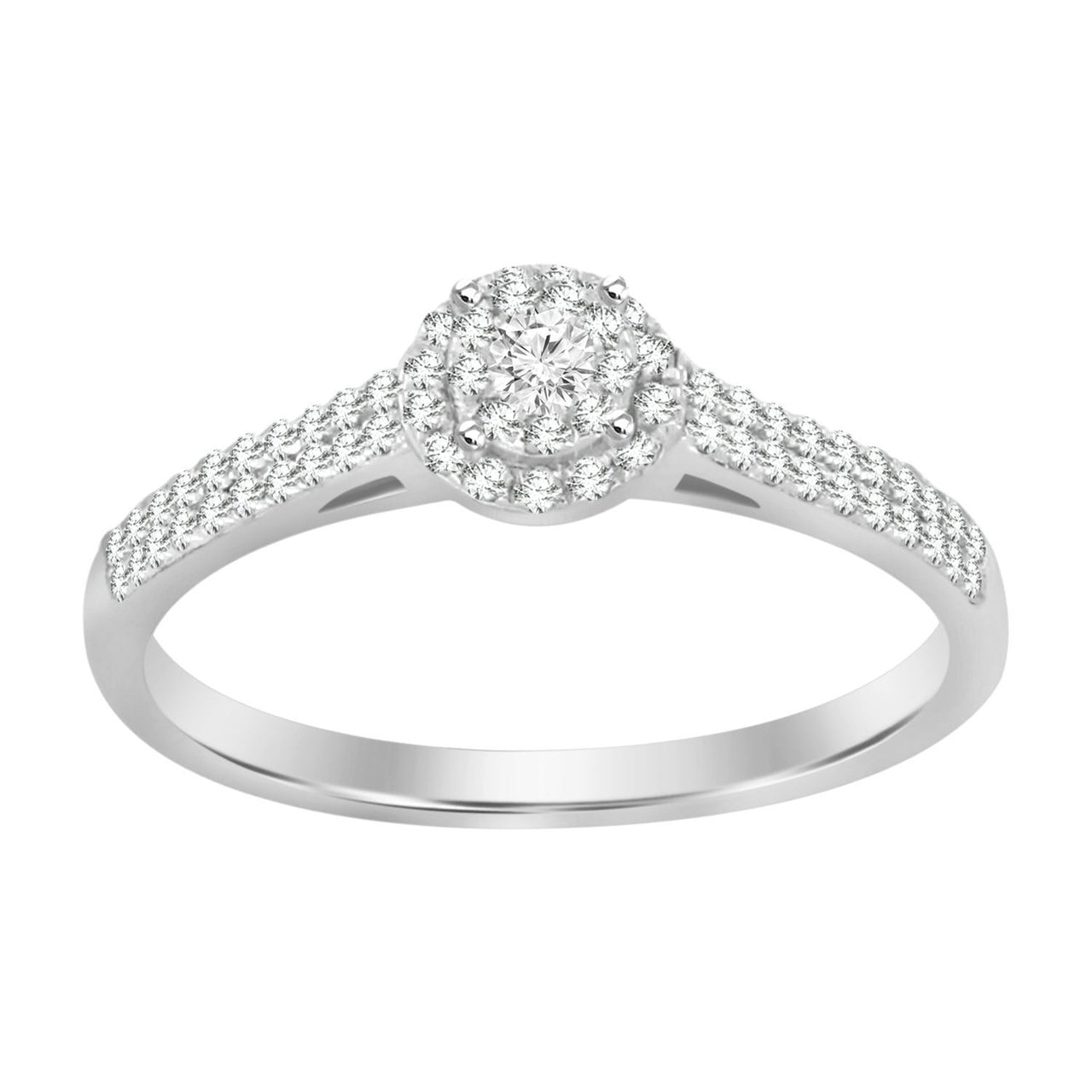 LADIES RING 1/4 CT ROUND DIAMOND 10K WHITE GOLD