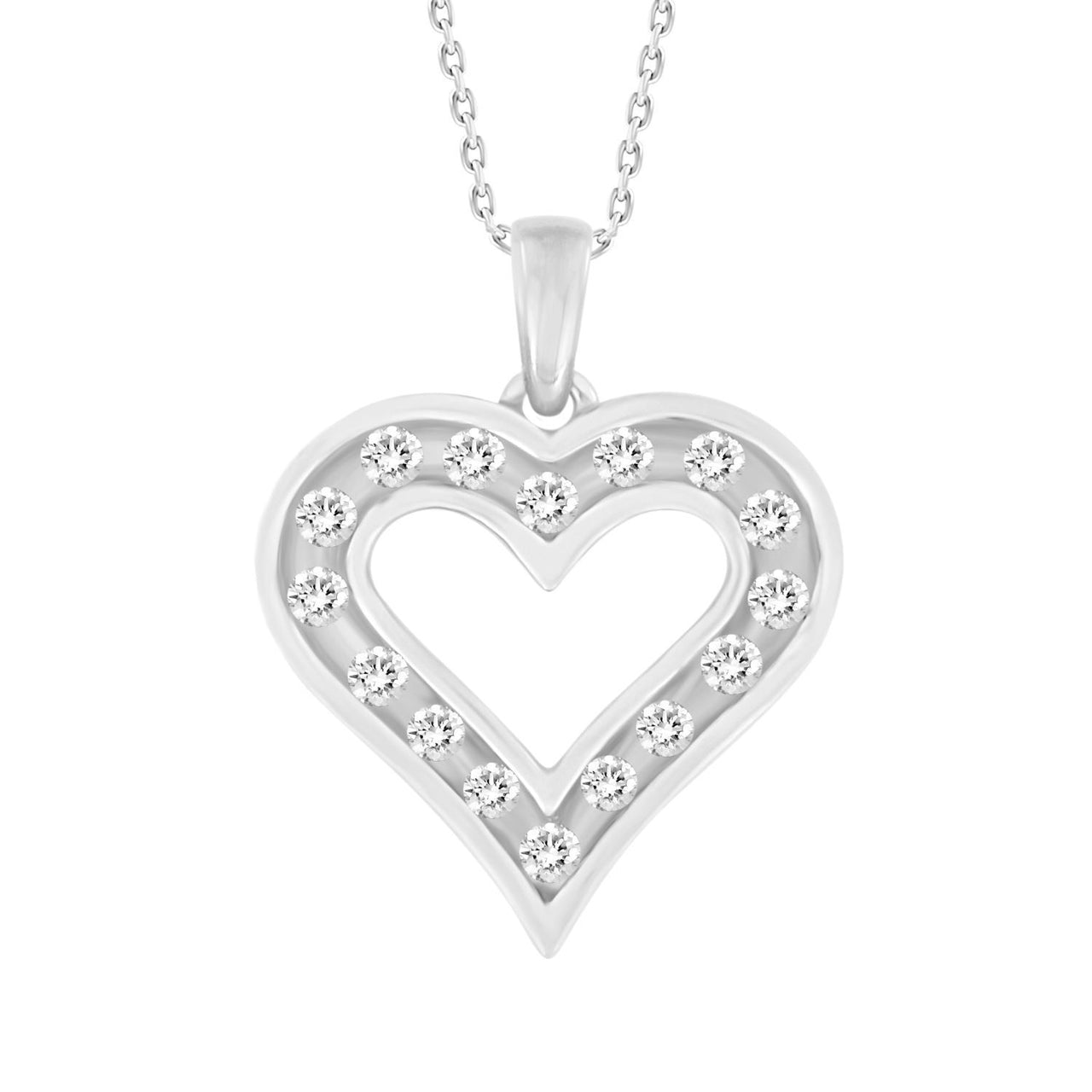 LADIES PENDANT 1/4 CT ROUND DIAMOND 10K WHITE GOLD