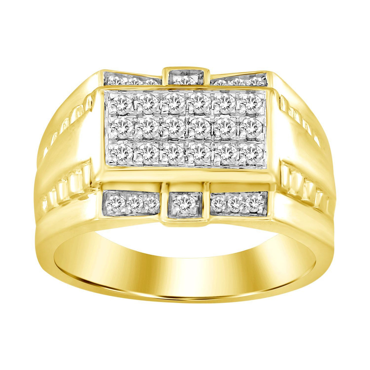 MEN'S RING 1/2 CT ROUND DIAMOND 10K YELLOW GOLD
