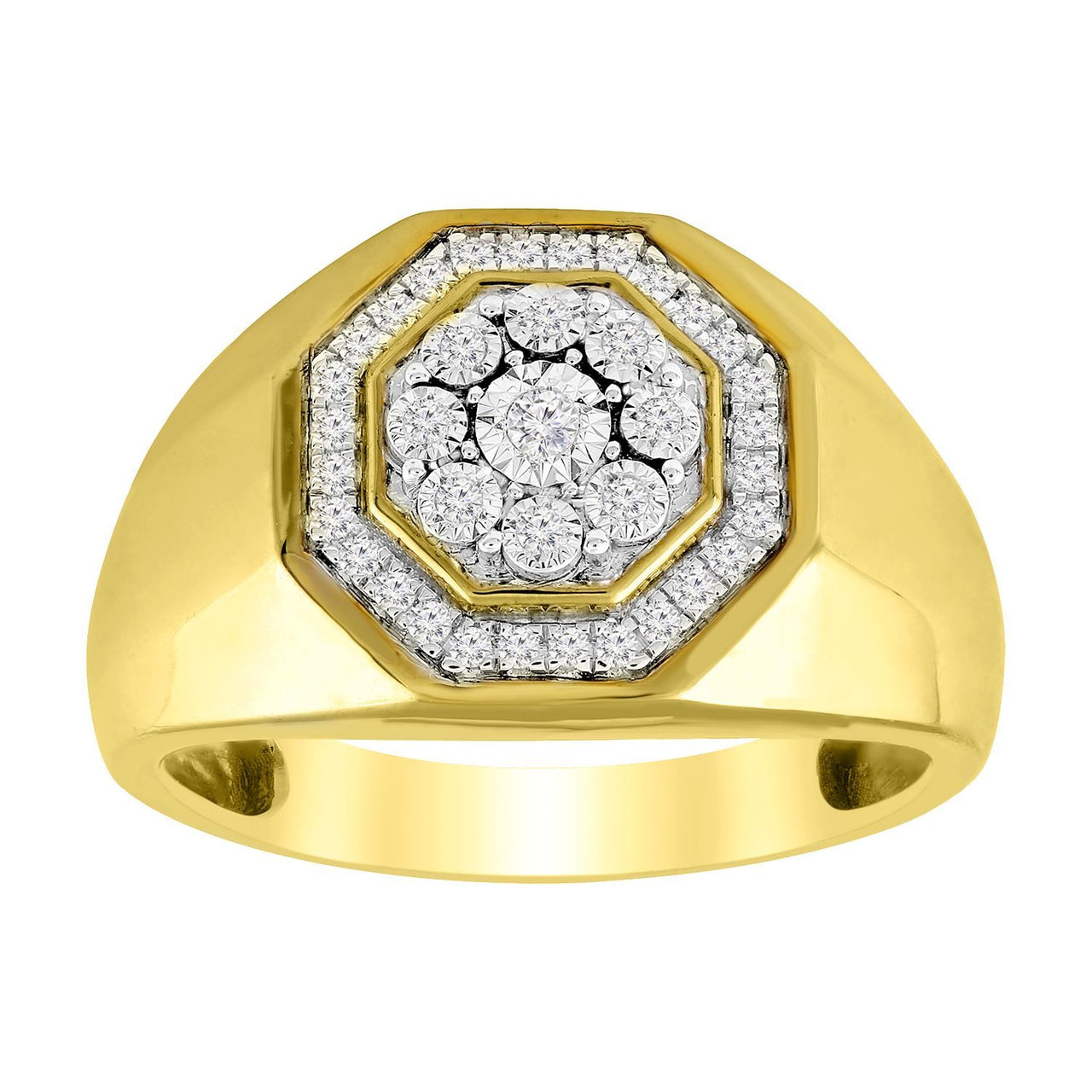 MEN'S RING 1/4 CT ROUND DIAMOND 10K YELLOW GOLD