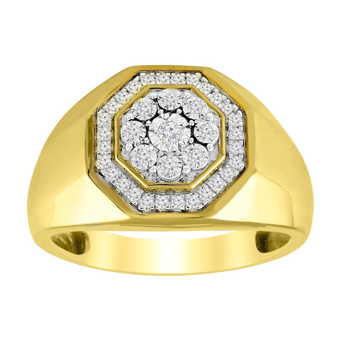 MEN'S RING 1/4 CT ROUND DIAMOND 10K YELLOW GOLD