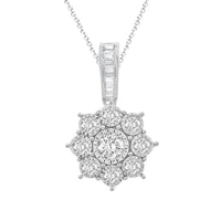 Thumbnail for LADIES PENDANT 1/4 CT ROUND/BAGUETTE DIAMOND 10K WHITE GOLD