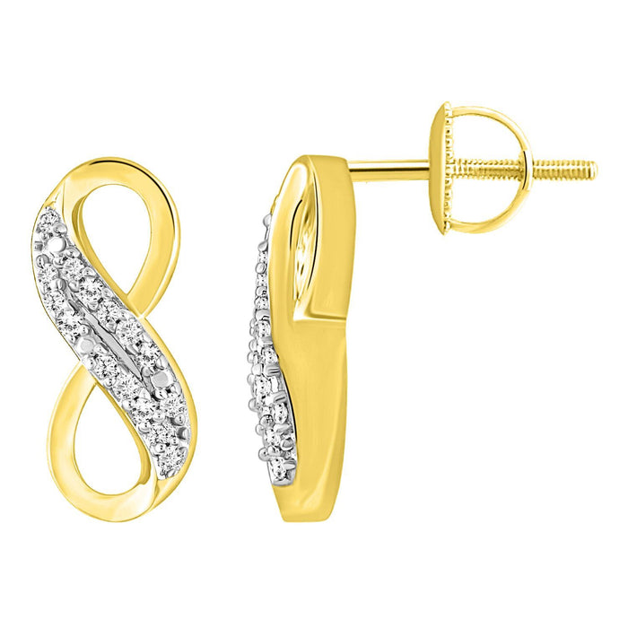 LADIES EARRING 1/8 CT ROUND DIAMOND 10K YELLOW GOLD